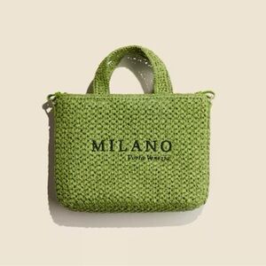 Milano Green Woven Tote Bag